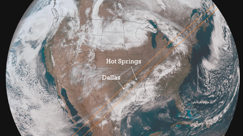 The cloud situation right before the eclipse. Source: NASA/NOAA GOES-16 Satellite image showing the cloud situation over the United States