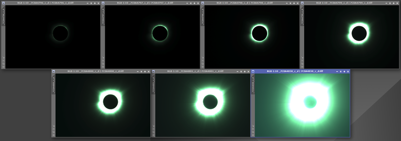 7 different exposures of the solar eclipse of 2024